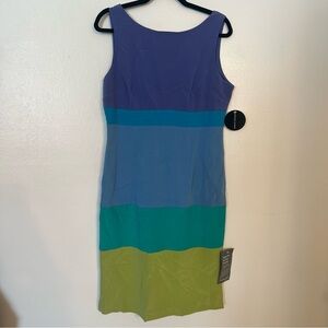 NWT Valerie Dresses Pure Silk Color Block Dress 12